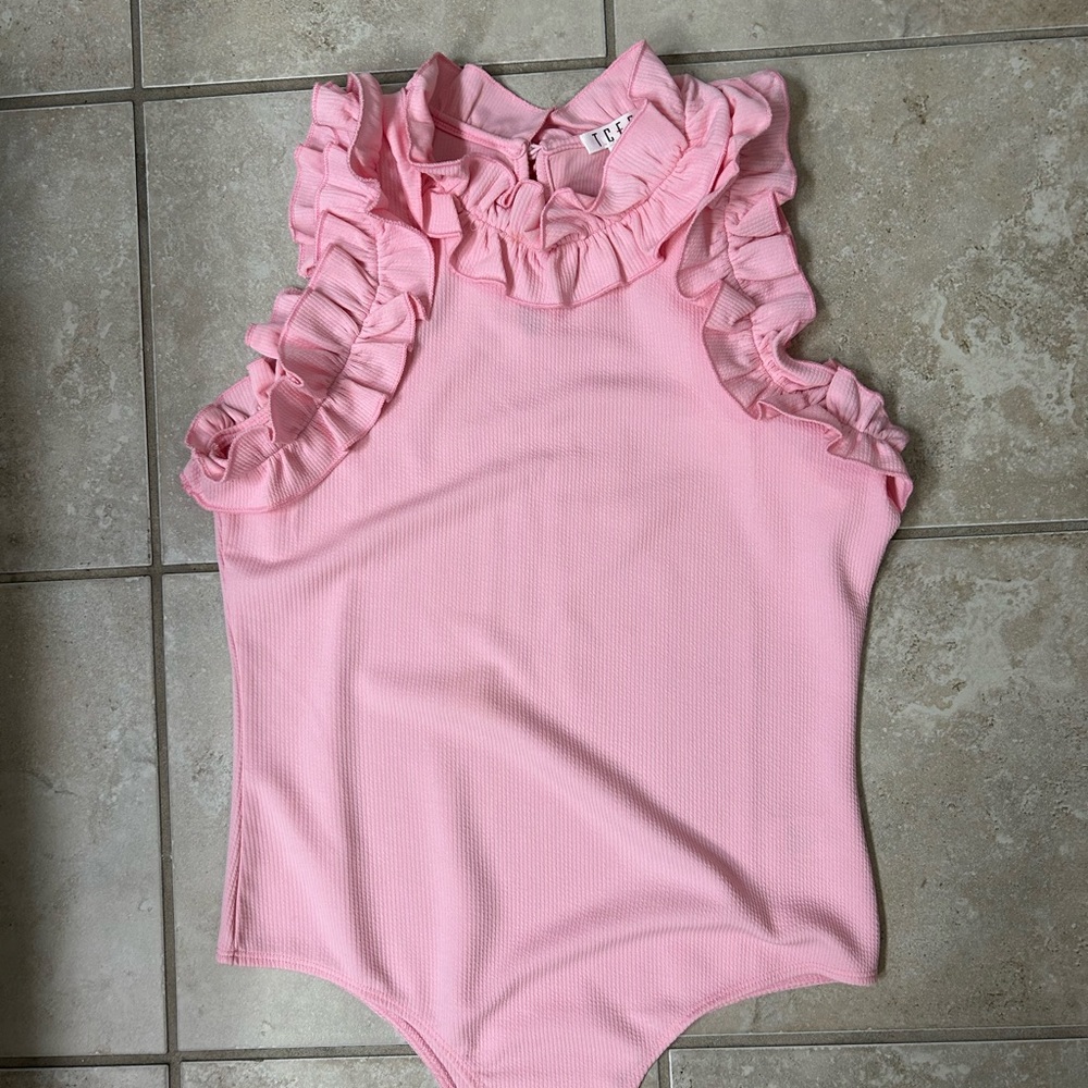 Pink ruffle bodysuit
